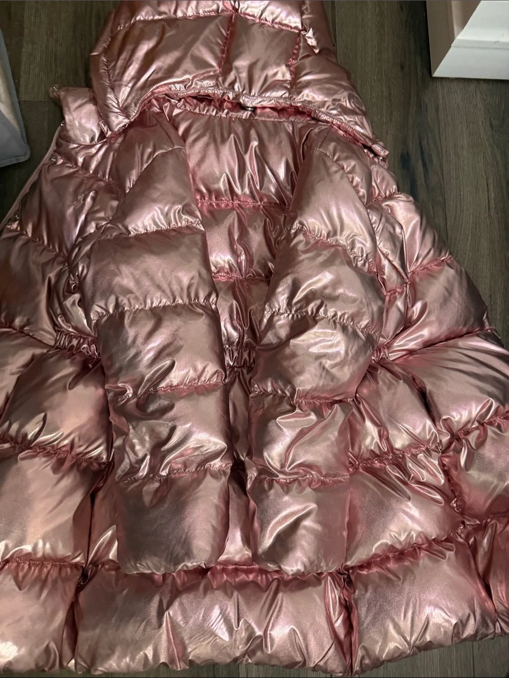 Polo by Ralph Lauren Girls' Shiny Rose Gold Puffer Coat with Hood